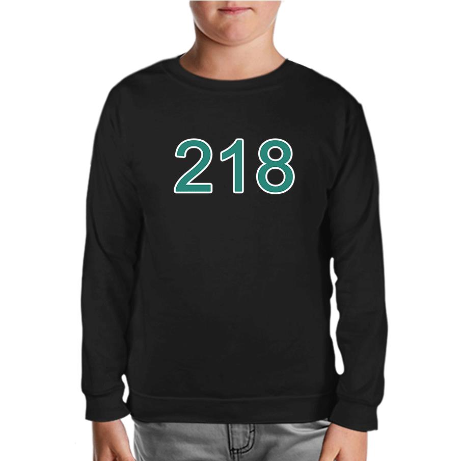 Squid Game-Number 218 Siyah Çocuk Sweatshirt