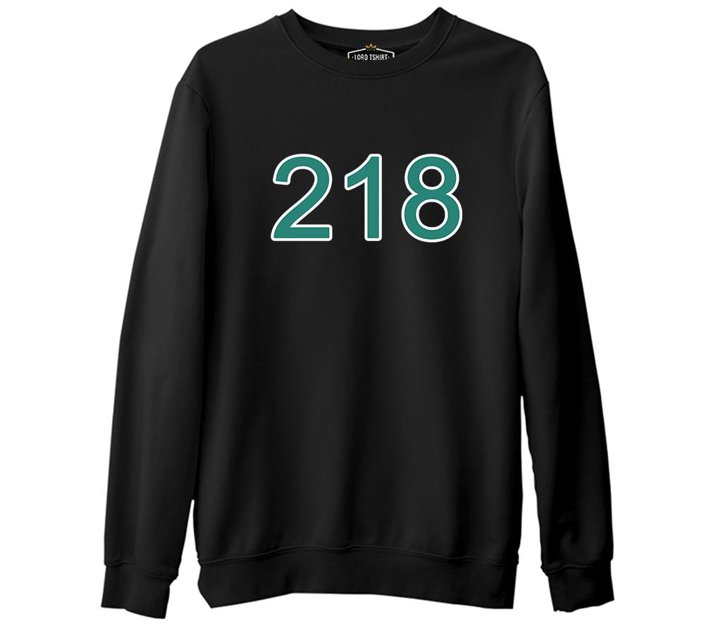 Squid Game-Number 218 Siyah Erkek Kalın Sweatshirt