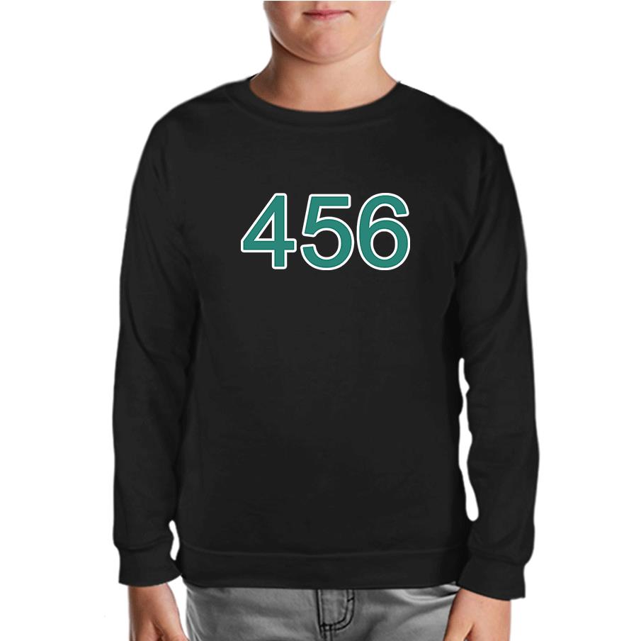 Squid Game-Number 456 Siyah Çocuk Sweatshirt