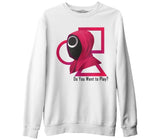 Squid Game - Oyun Beyaz Erkek Kalın Sweatshirt