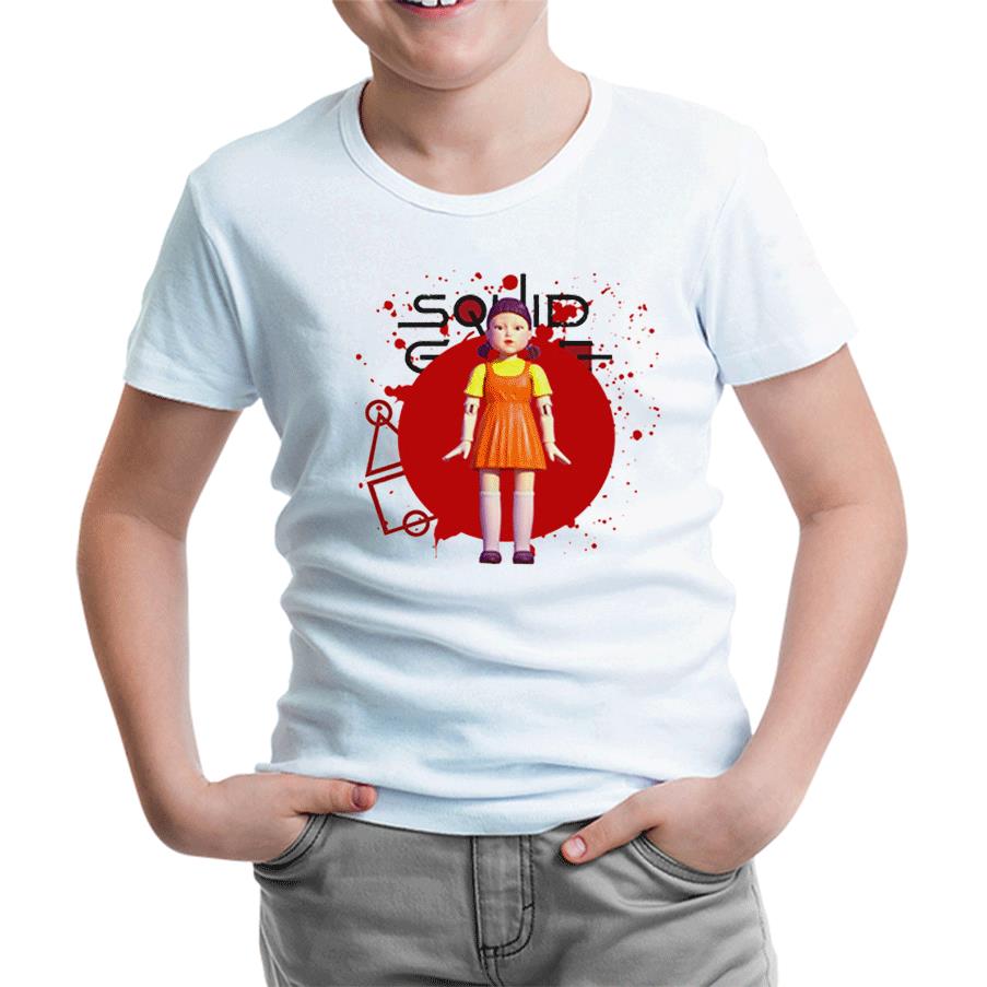 Squid Game - Robot Bebek Beyaz Çocuk Tshirt