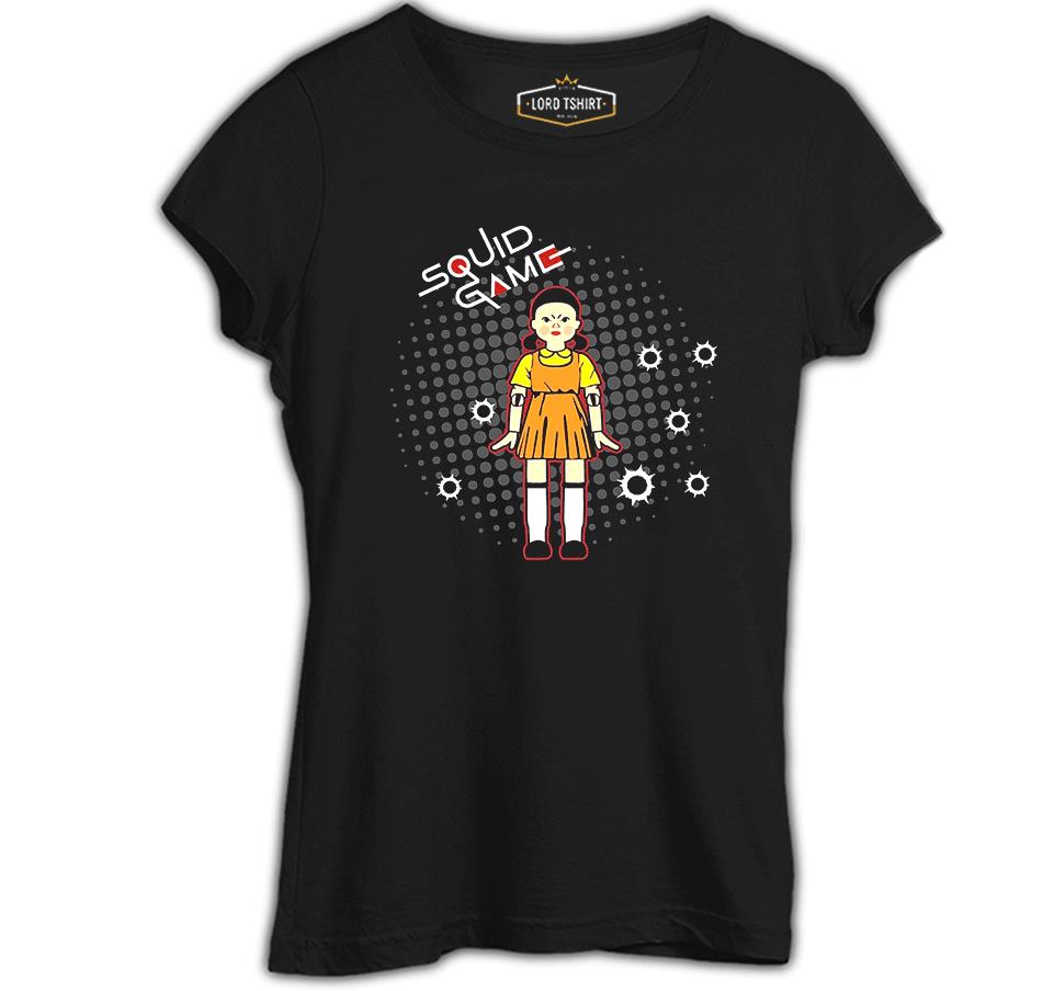 Squid Game - Robot Bebek Mermi Siyah Kadın Tshirt