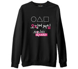 Squid Game - Üçgen Siyah Erkek Kalın Sweatshirt