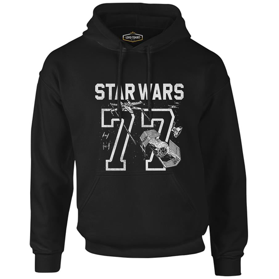 Star Wars - 77 Siyah Erkek Fermuarsız Kapşonlu