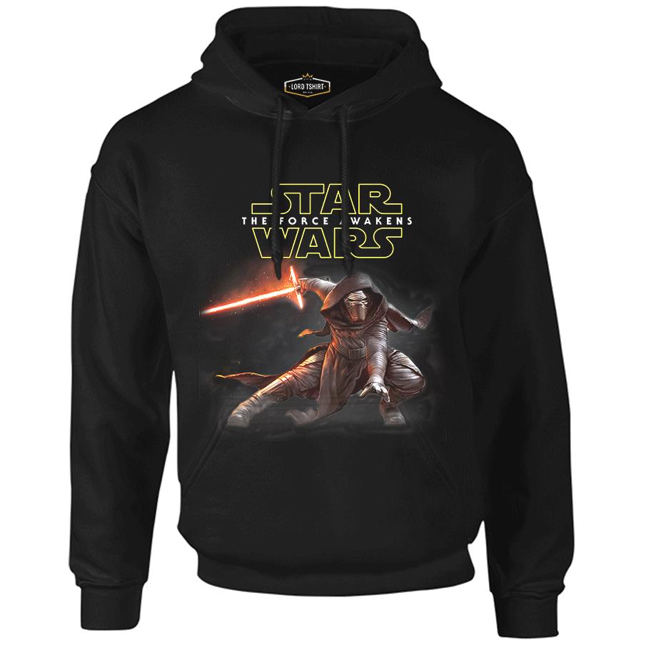 Star Wars - The Force Awakens 10 Siyah Erkek Fermuarsız Kapşonlu