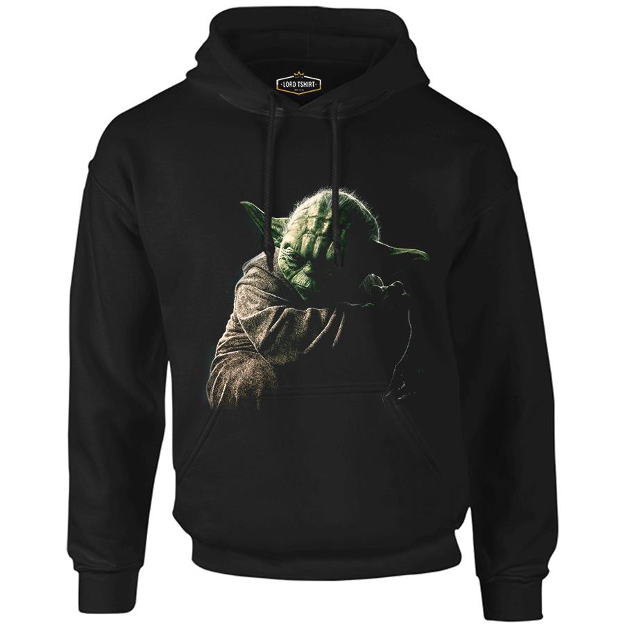 Star Wars - Yoda 3 Siyah Erkek Fermuarsız Kapşonlu