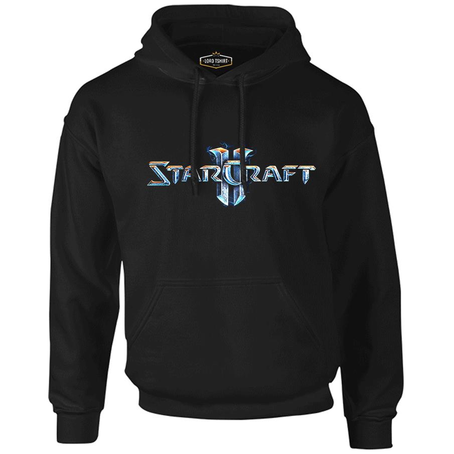 Starcraft Logo Siyah Erkek Fermuarsız Kapşonlu
