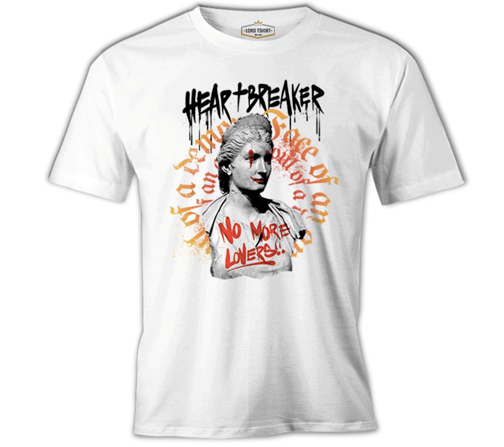 Statue with a Heartbreaker Quote Beyaz Erkek Tshirt
