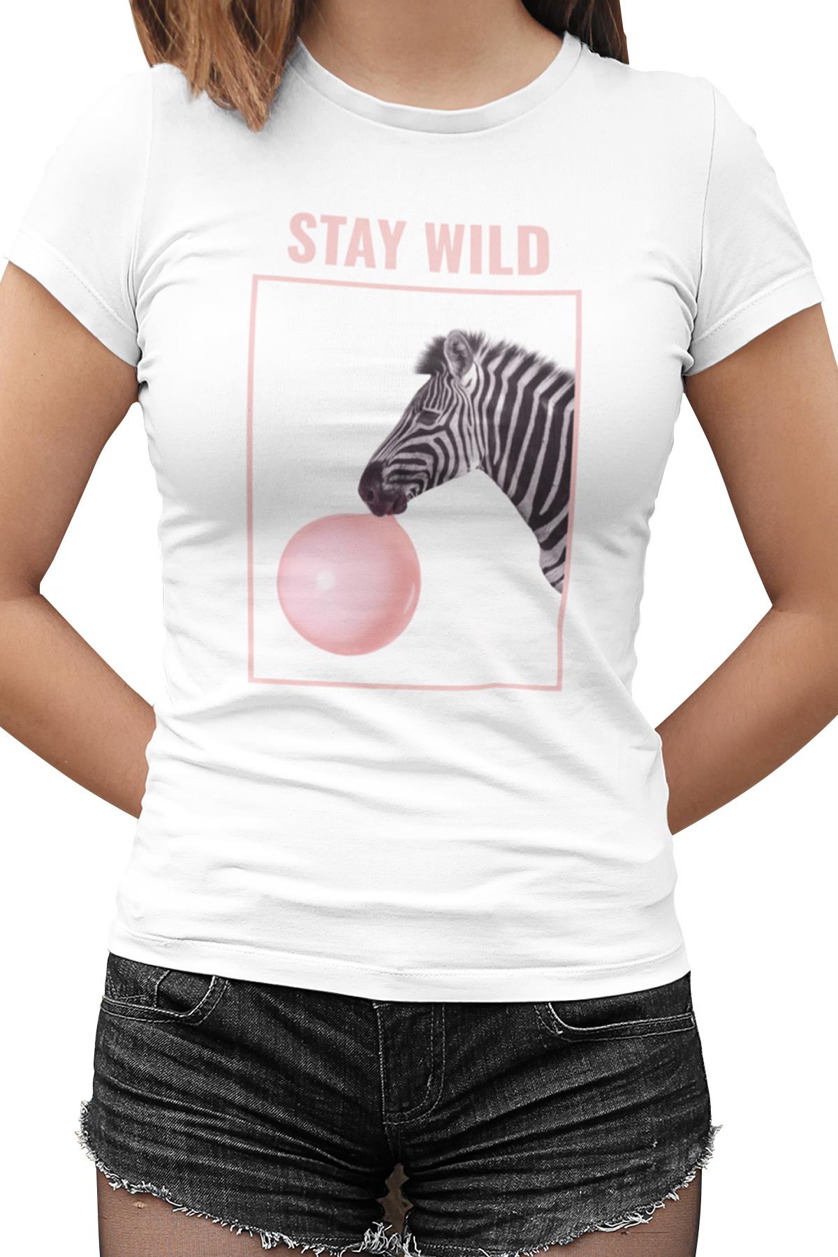 Stay Wild I Beyaz Kadın Tshirt