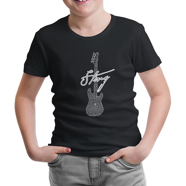 Sting - Guitar Siyah Çocuk Tshirt