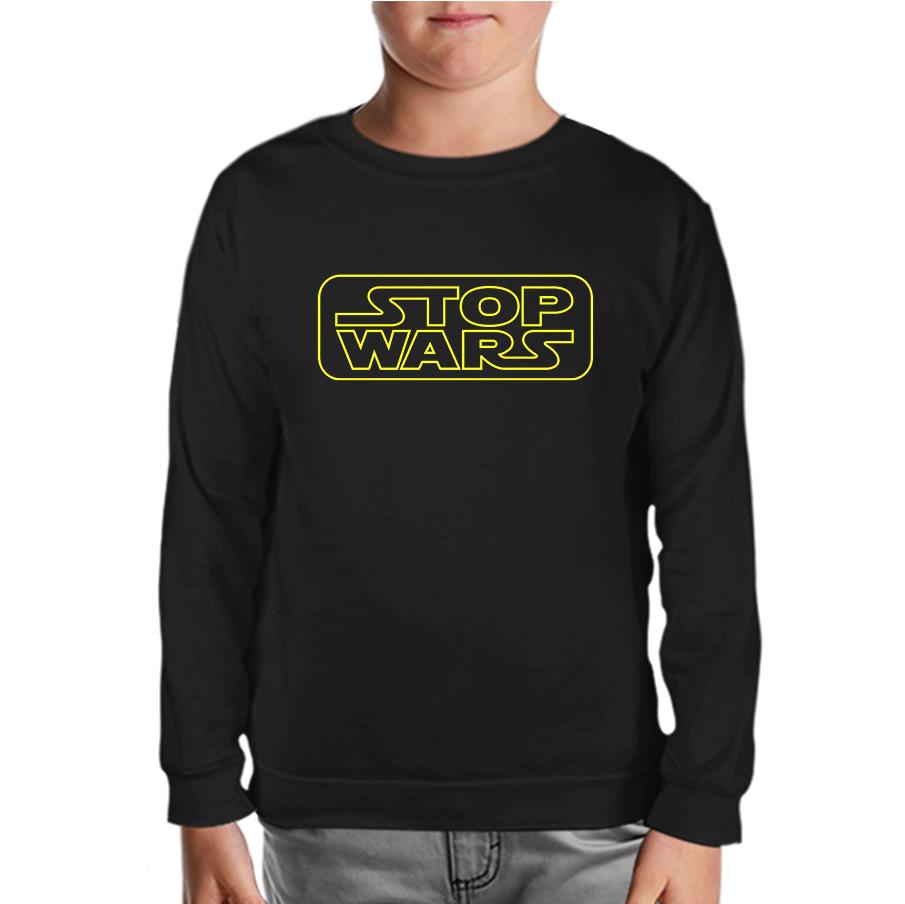 Stop Wars Black Kids Sweatshirt