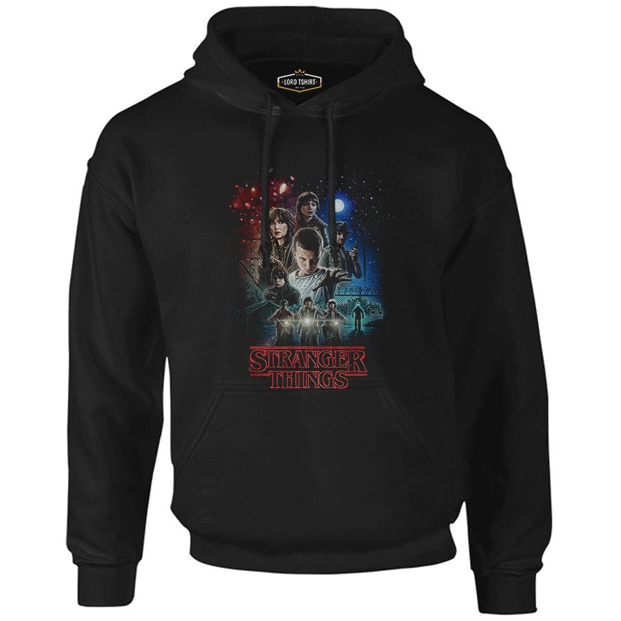 Stranger Things - Moonlight Siyah Erkek Fermuarsız Kapşonlu