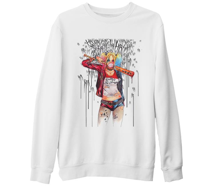 Suicide Squad - Harley Quinn Daddy's Monster White Thick Sweatshirt