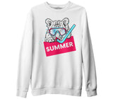 Summer Dive - Kaplan Beyaz Erkek Kalın Sweatshirt