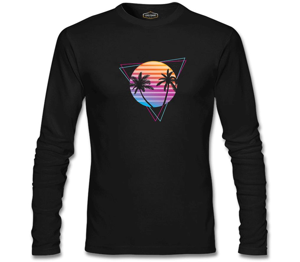 Summer Night Lights Siyah Erkek Sweatshirt