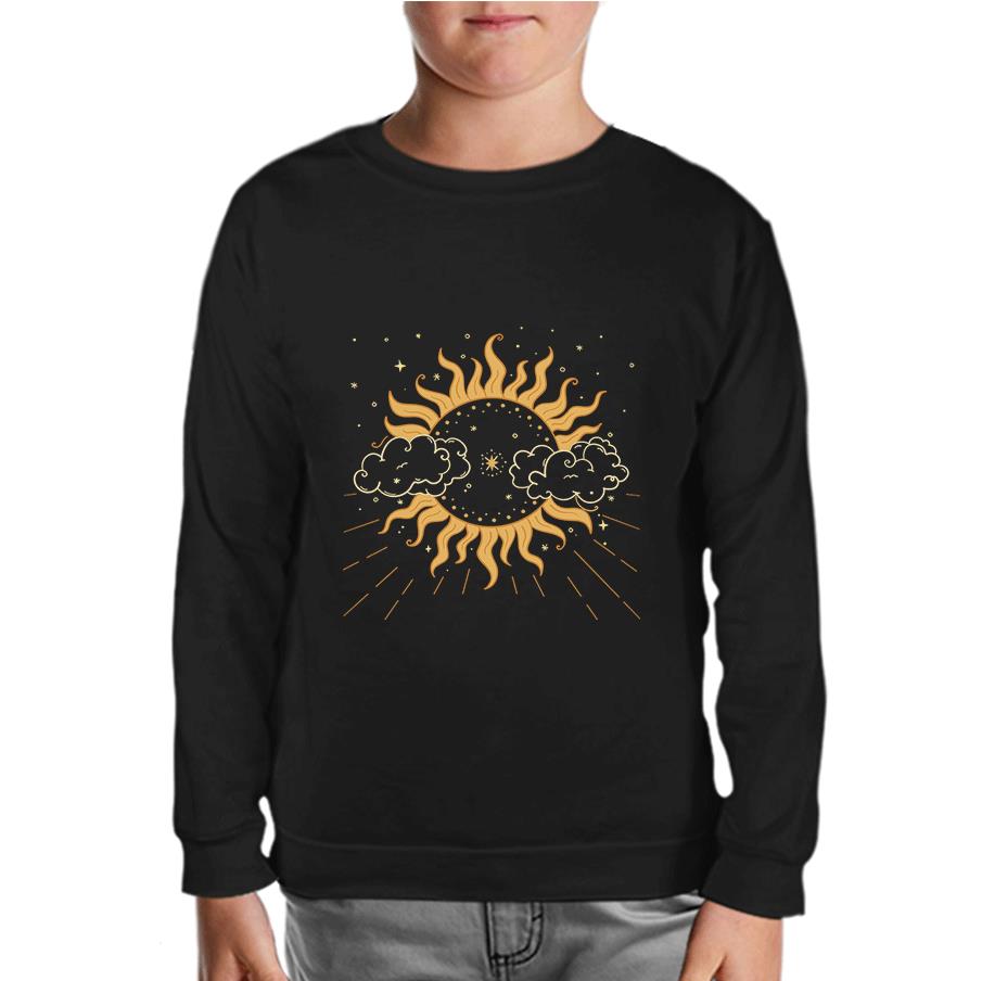 Sun Covered by Clouds Black Kids Sweatshirt