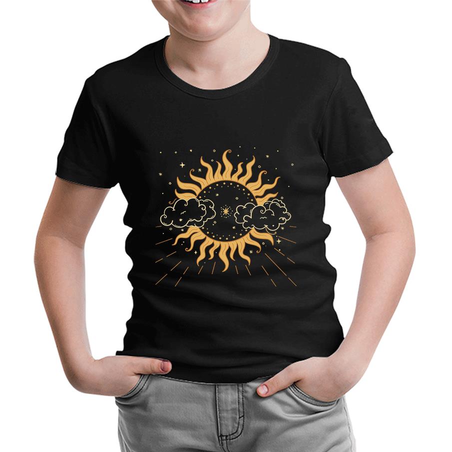 Sun Covered by Clouds Siyah Çocuk Tshirt