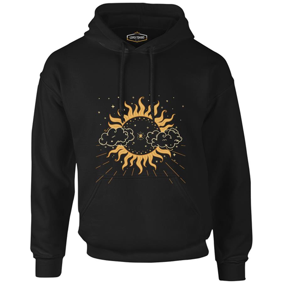 Sun Covered by Clouds Black Men's Zipperless Hoodie