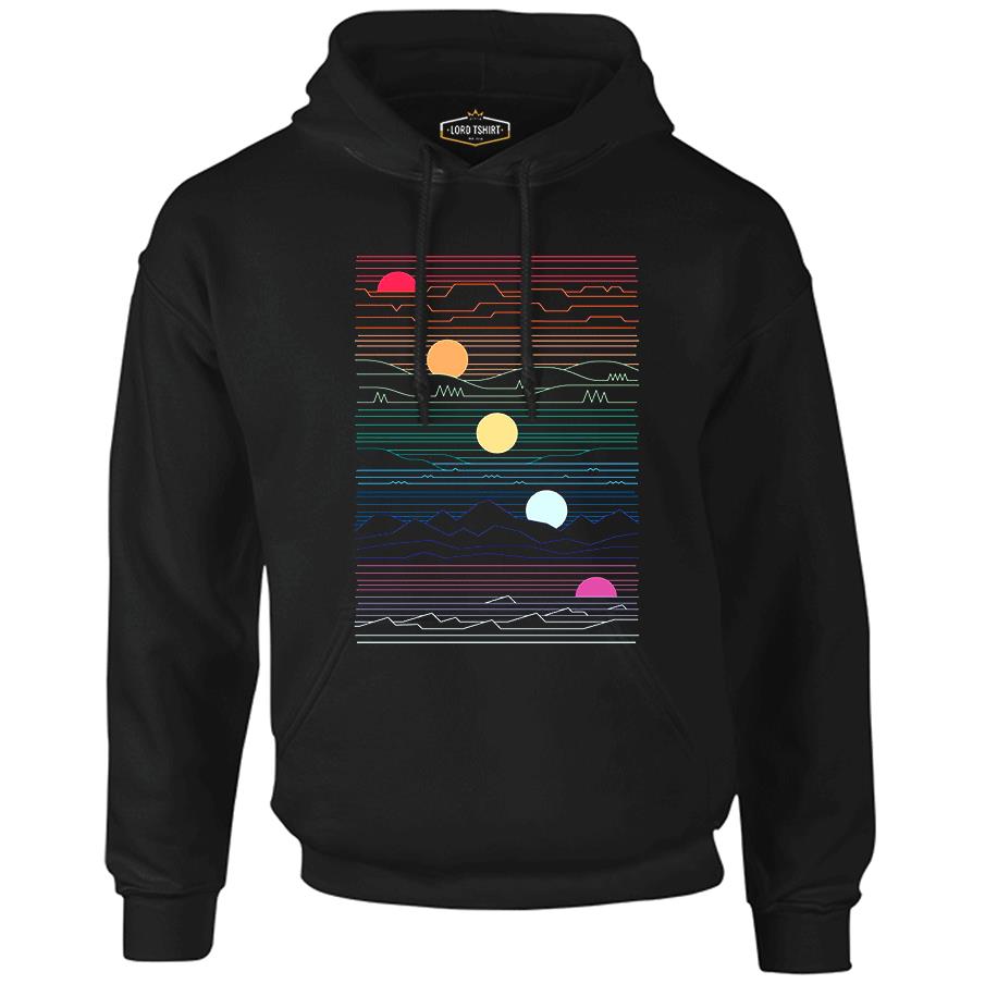 Sunset in Waves Black Men's Zipperless Hoodie