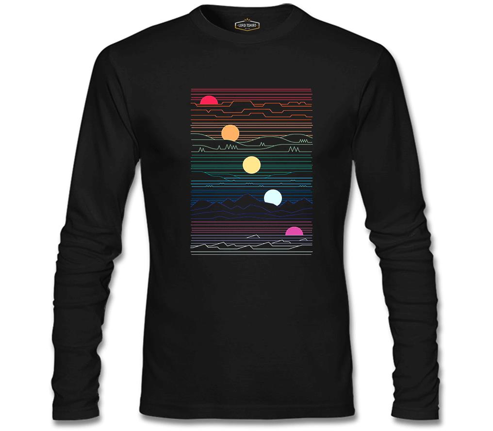 Sunset in Waves Siyah Erkek Sweatshirt