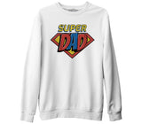 Super Dad Logo Beyaz Erkek Kalın Sweatshirt