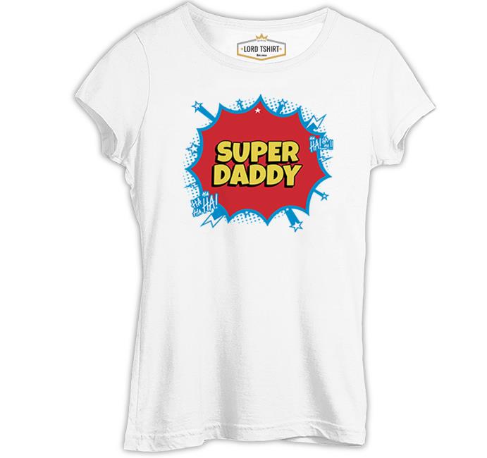 Super Daddy Hahaha Logo White Women's Tshirt