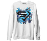 Super Junior - SJ Beyaz Erkek Kalın Sweatshirt