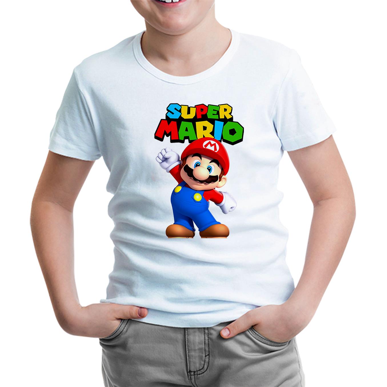 Super Mario - Win Win Beyaz Çocuk Tshirt