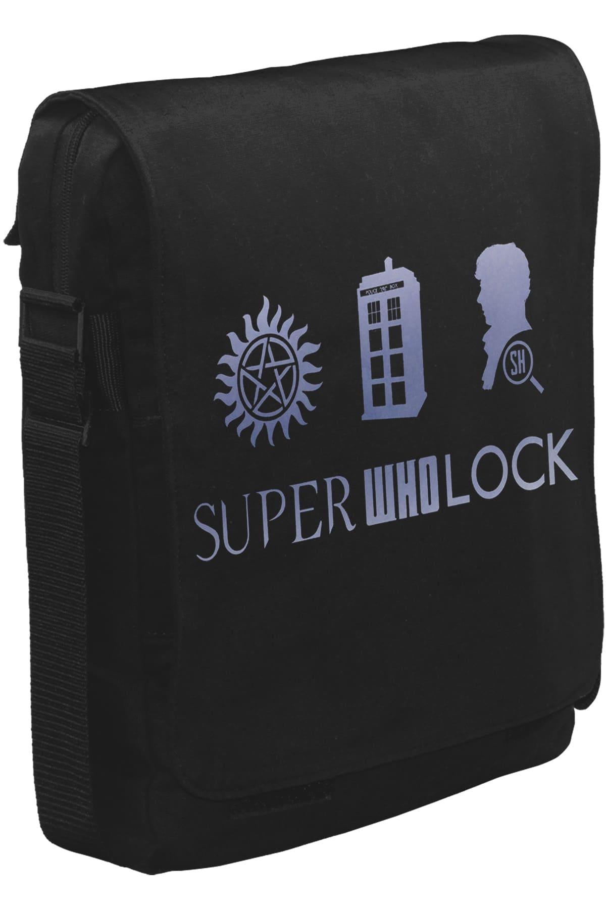 Super Who Lock Unisex Siyah Postacı Çanta