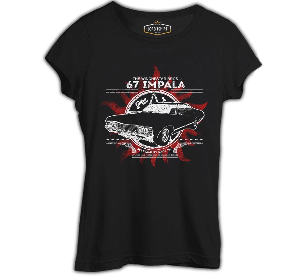 Supernatural - 67 Impala Siyah Kadın Tshirt