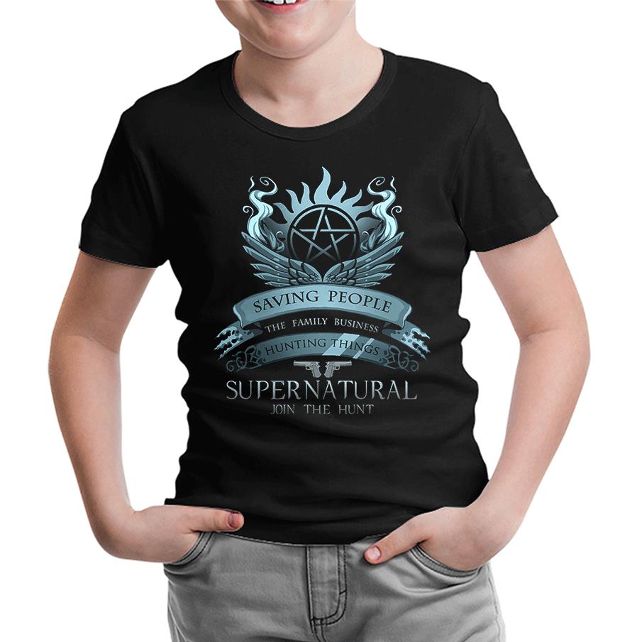 Supernatural - Join the Hunt Siyah Çocuk Tshirt