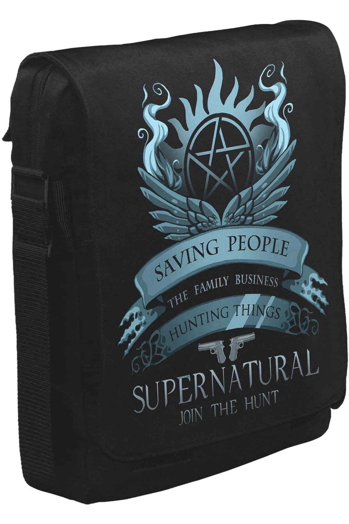 Supernatural - Join the Hunt Unisex Siyah Postacı Çanta