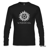 Supernatural Logo Siyah Erkek Sweatshirt