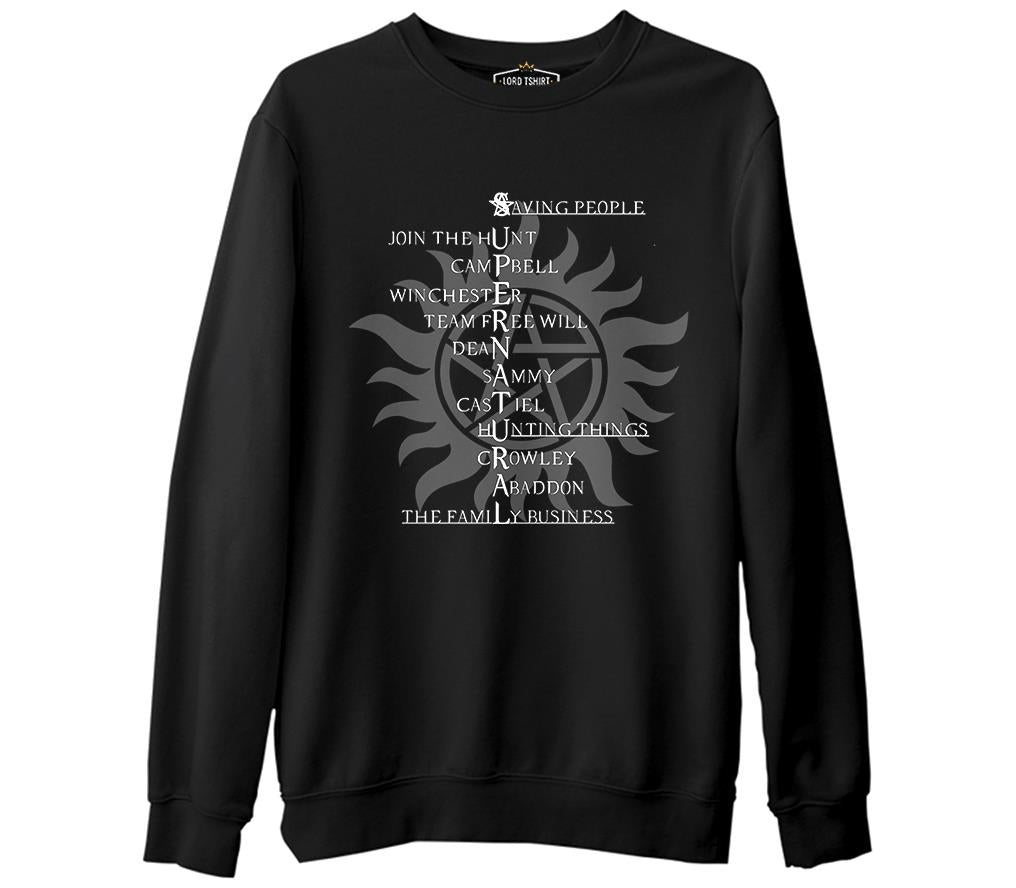 Supernatural - Saving People  Siyah Erkek Kalın Sweatshirt