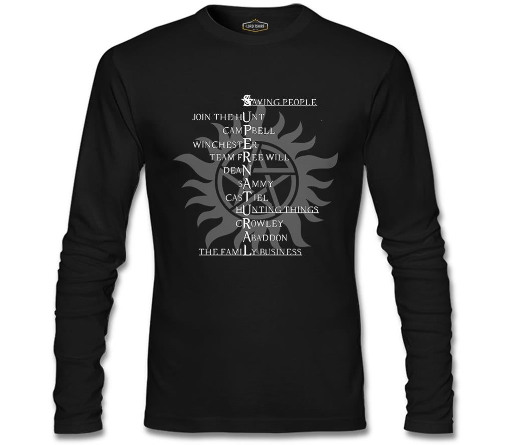Supernatural - Saving People Siyah Erkek Sweatshirt
