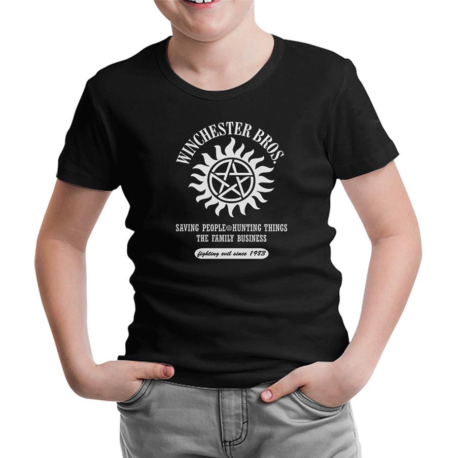 Supernatural - Winchester Bros. Siyah Çocuk Tshirt