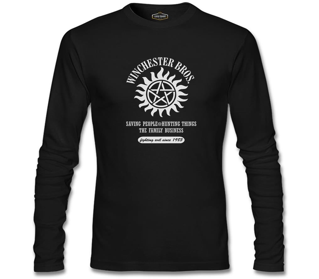 Supernatural - Winchester Bros. Siyah Erkek Sweatshirt
