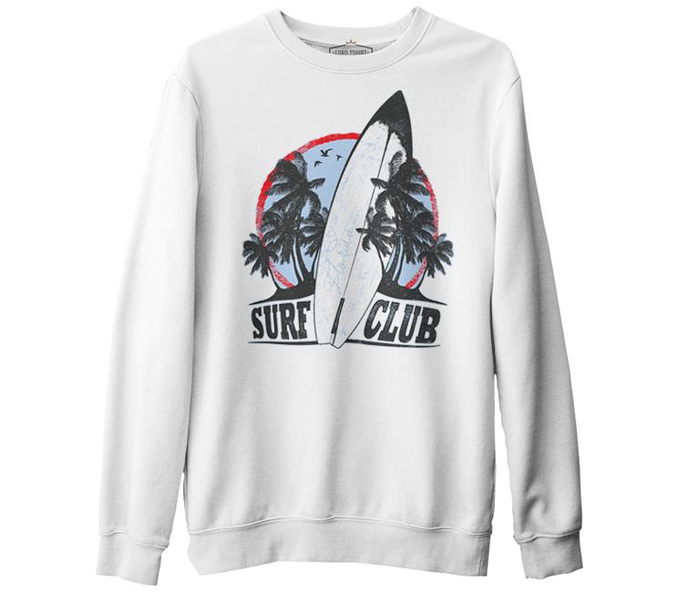 Surf Club - Board Beyaz Erkek Kalın Sweatshirt