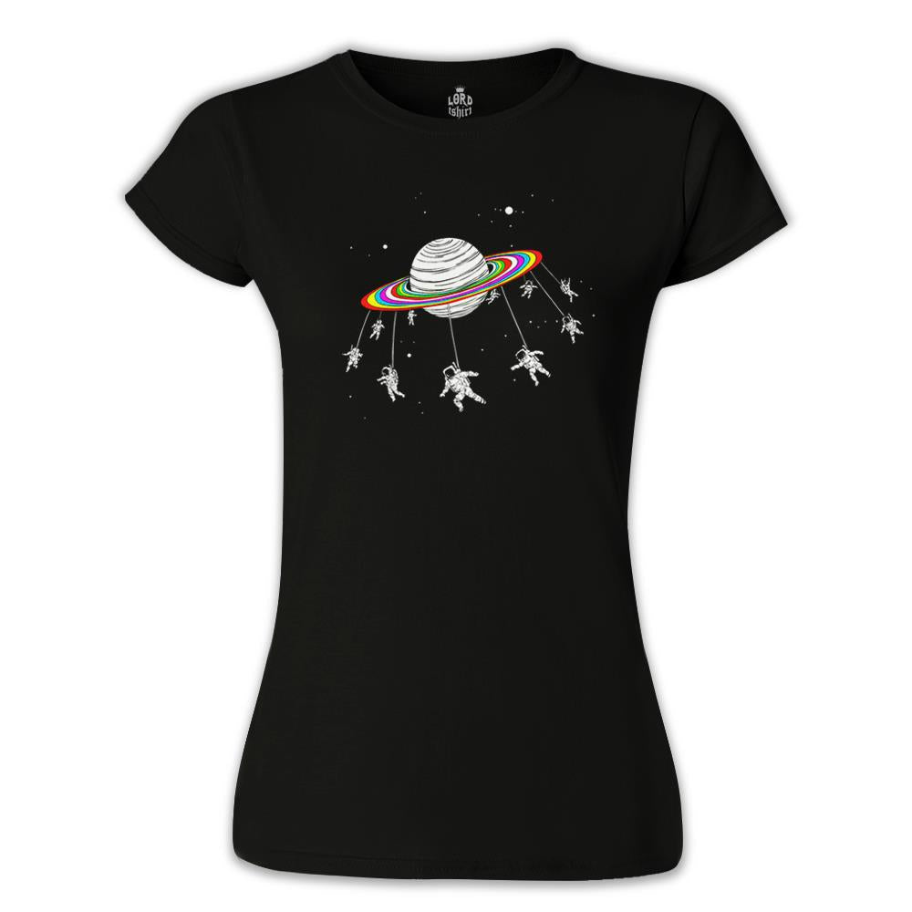 Swing Astronaut Black Women's Tshirt