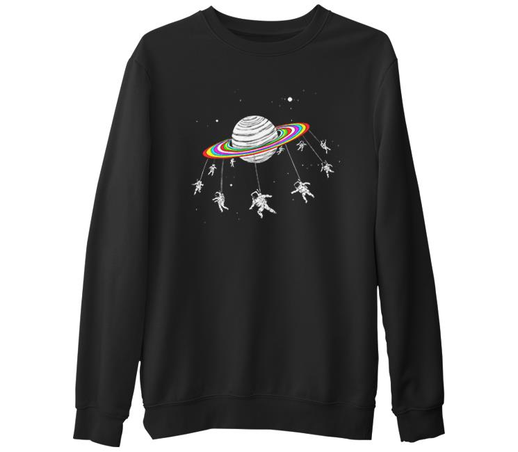 Swing Astronaut Black Men's Thick Sweatshirt