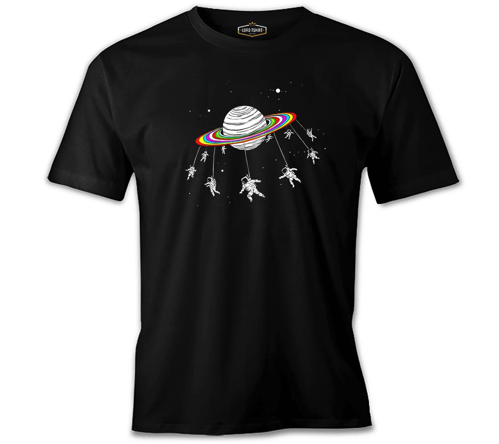 Swing Astronot Siyah Erkek Tshirt