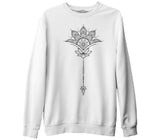 Tattoo - Flower Arrow Beyaz Erkek Kalın Sweatshirt