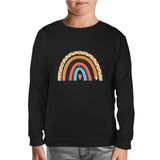 Teacher Rainbow Black Kids Sweatshirt