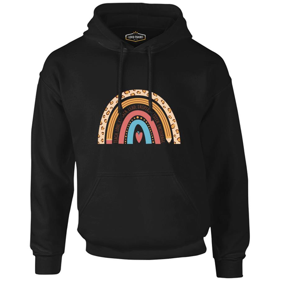 Teacher Rainbow Black Men's Zipperless Hoodie