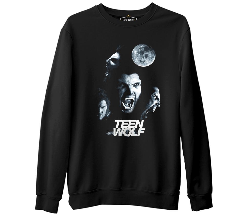 Teen Wolf - Moon Siyah Erkek Kalın Sweatshirt