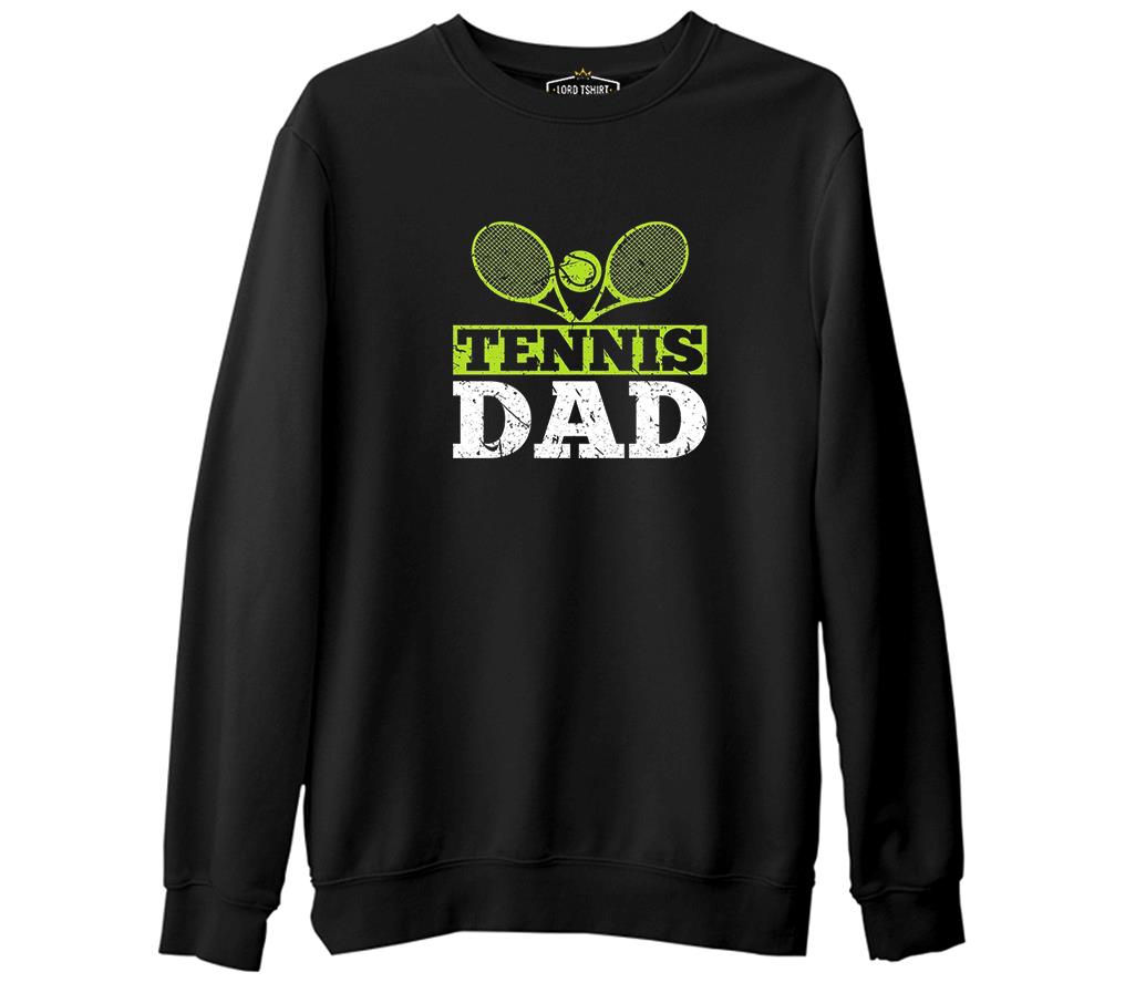 Tenis - Baba Siyah Erkek Kalın Sweatshirt
