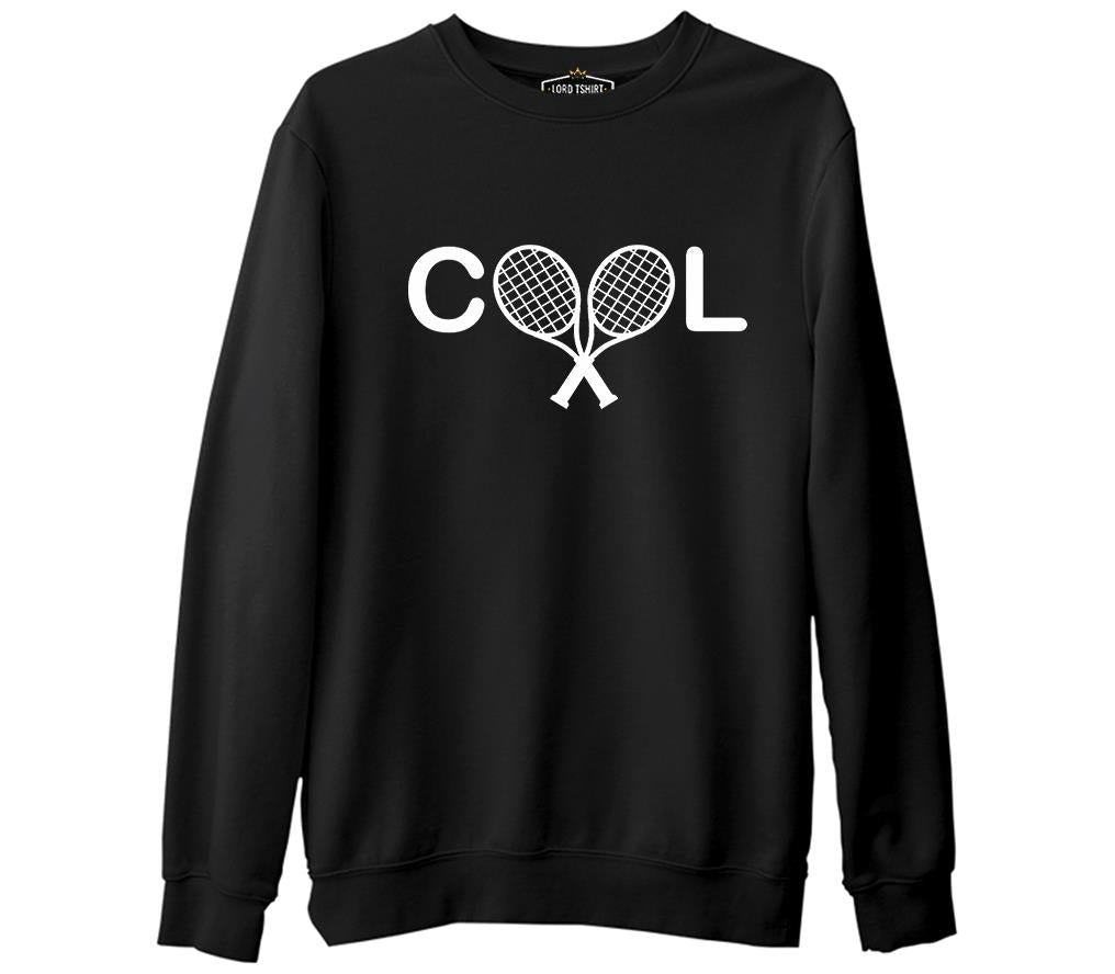 Tenis - Cool Siyah Erkek Kalın Sweatshirt