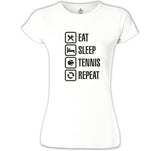 Tenis - Eat Sleep Tennis Beyaz Kadın Tshirt