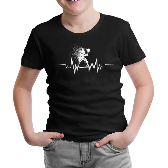 Tenis- Heartbeat Oyun Siyah Çocuk Tshirt