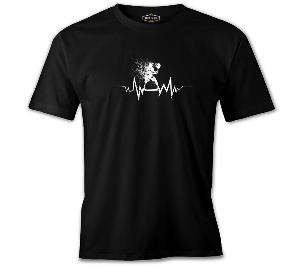 Tennis- Heartbeat Game Black Men's Tshirt